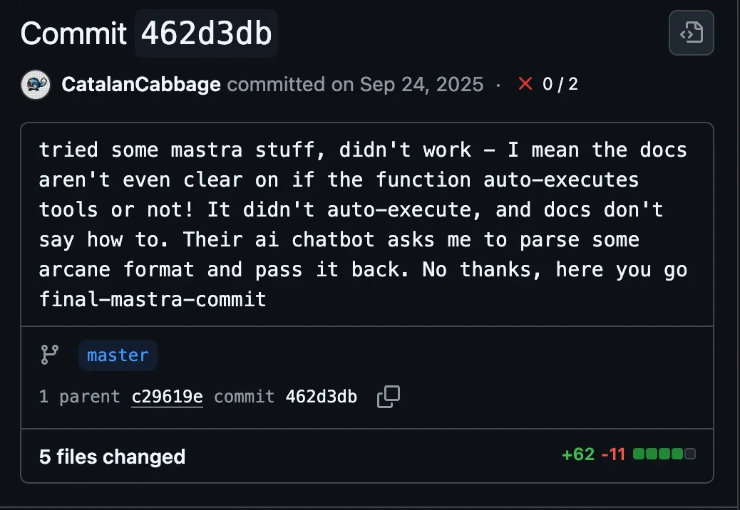 My Mastra comment messages