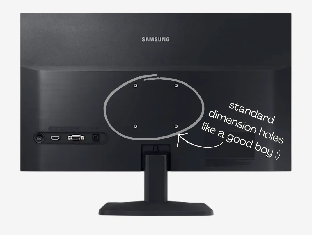 Monitor attachment screw-holes